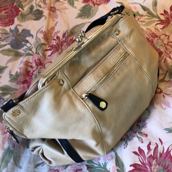 EMMA FOX Large Leather Hobo Shoulder Bag KissLock British Tan Black Elegant Luxe - Picture 13 of 16